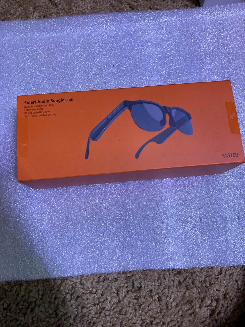 Smart Audio Sunglasses MG100 Box - Bright Orange Packaging